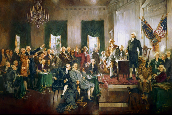 The signing of the Constitution. Painting by Howard Chandler Christy.