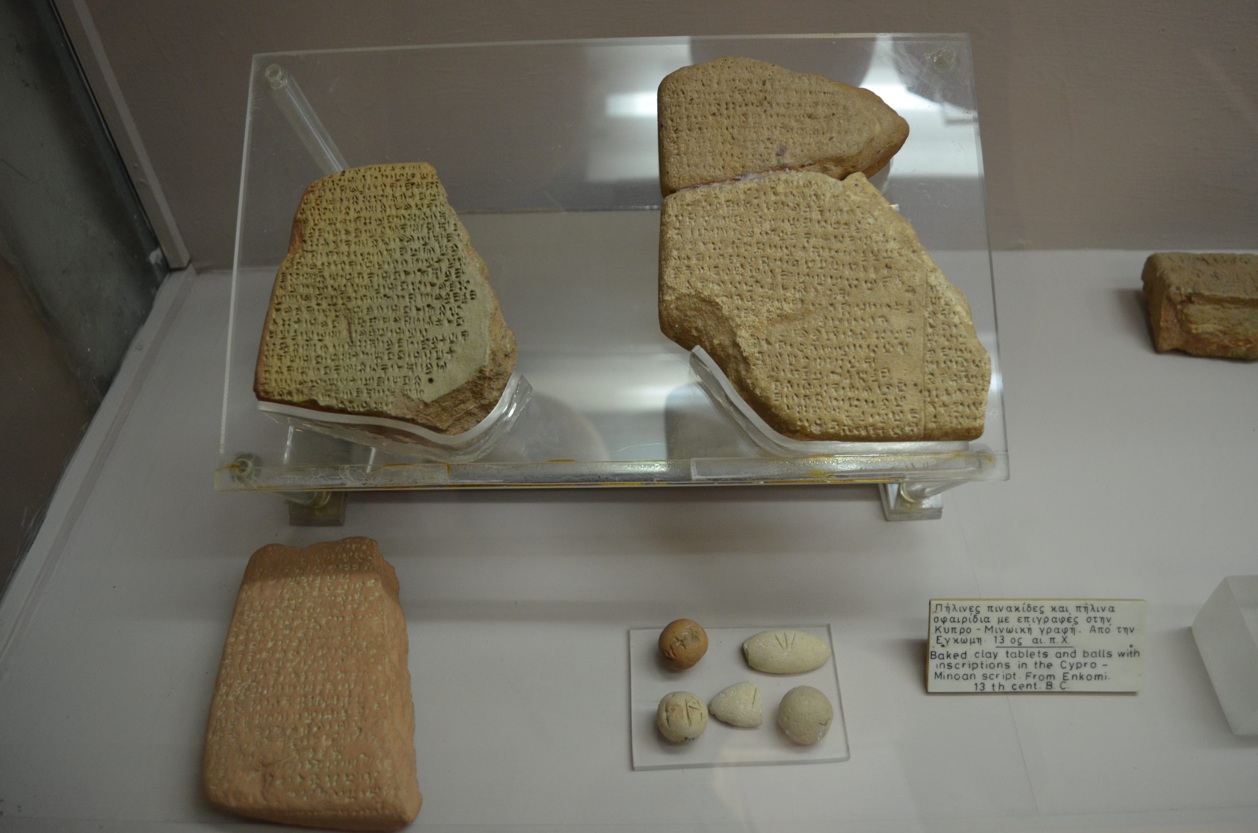 Cypro-Minoan inscriptions on display at the Cyprus Museum