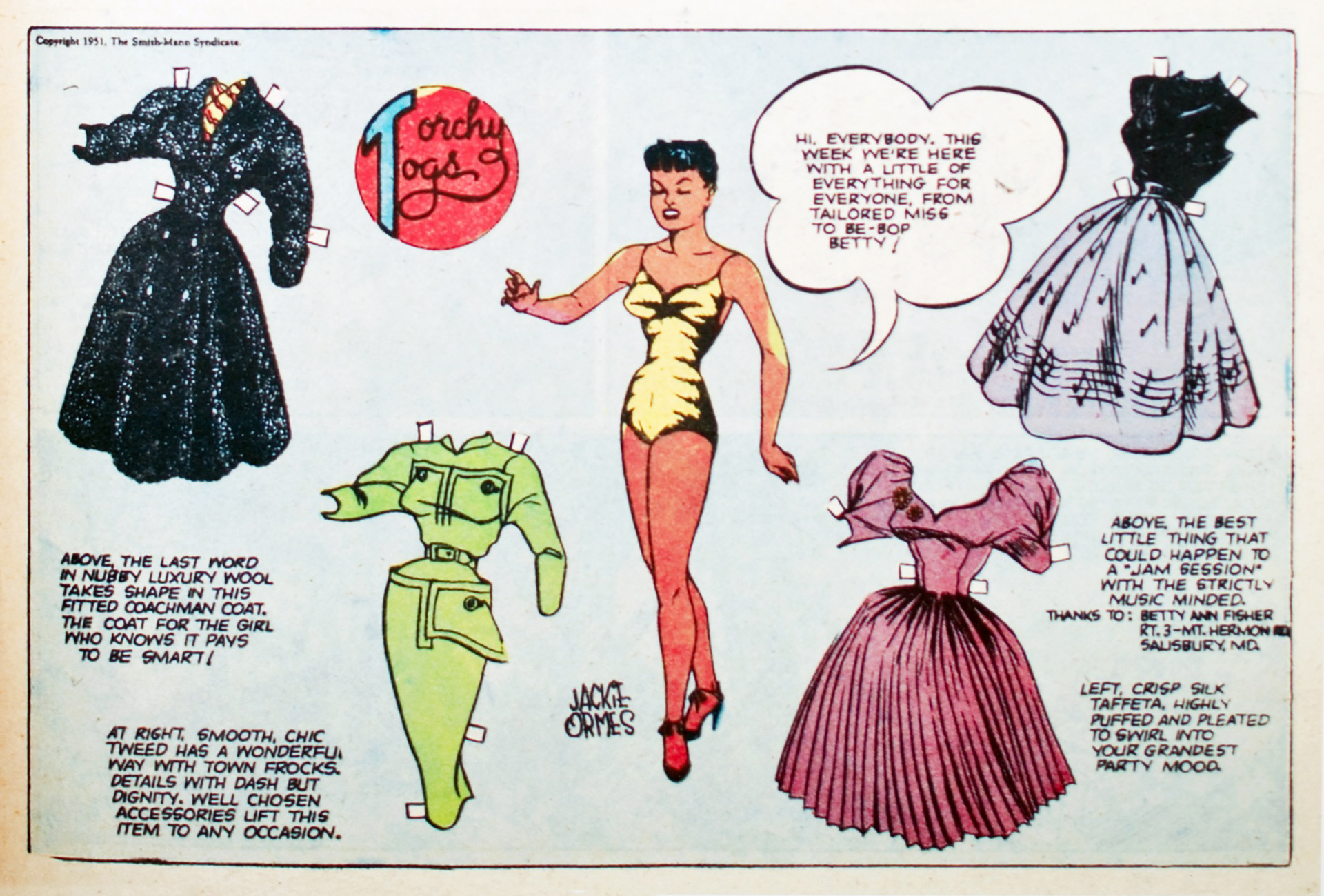 Comic book panel from Jackie Ormes' "Heartbeats" (1950's).