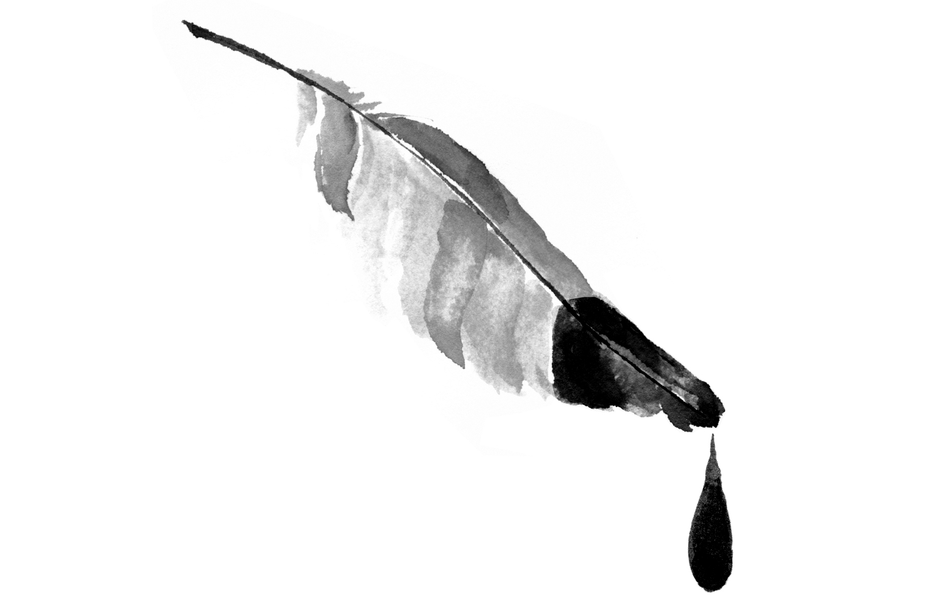 graphic with feather dripping ink off the end