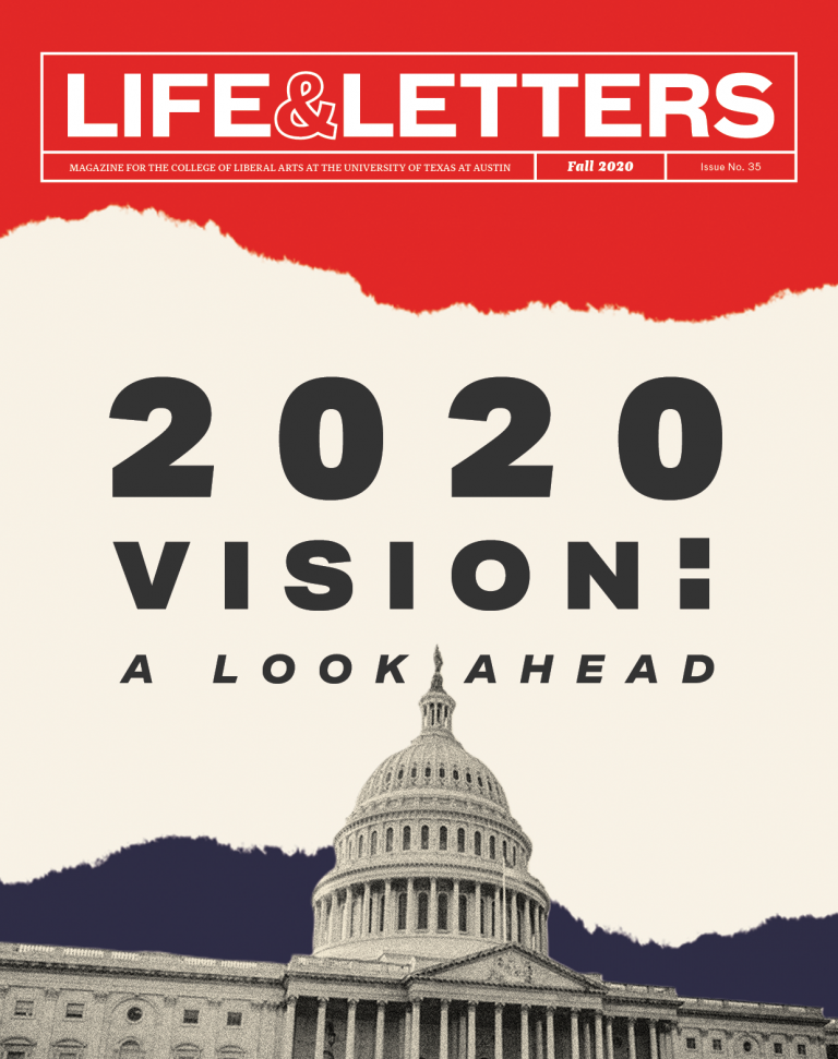 Life & Letters magazine cover with U.S. Capitol building and red, white and blue background.